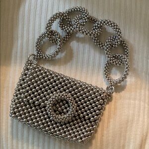 Silver Beaded Handbag